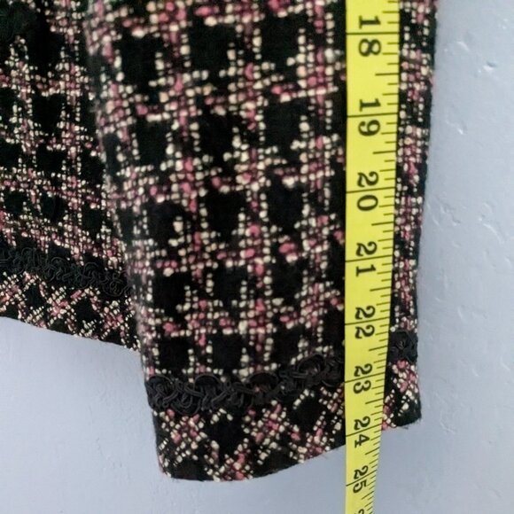 Appleseeds Womens Tweed Jacket Sz 20 Black & Pink Plaid Long Sleeve Lined - Picture 11 of 12